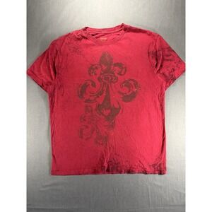Y2K T-Shirt Cremieux Men's Large Red Fleur De Lis Graphic Print Grunge